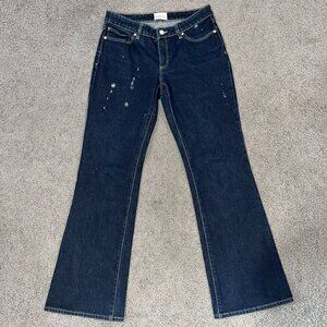 ABRAND JEANS A '99 Low Boot Dark Wash Distressed Jeans -EUC - US Size 28 / AU 10